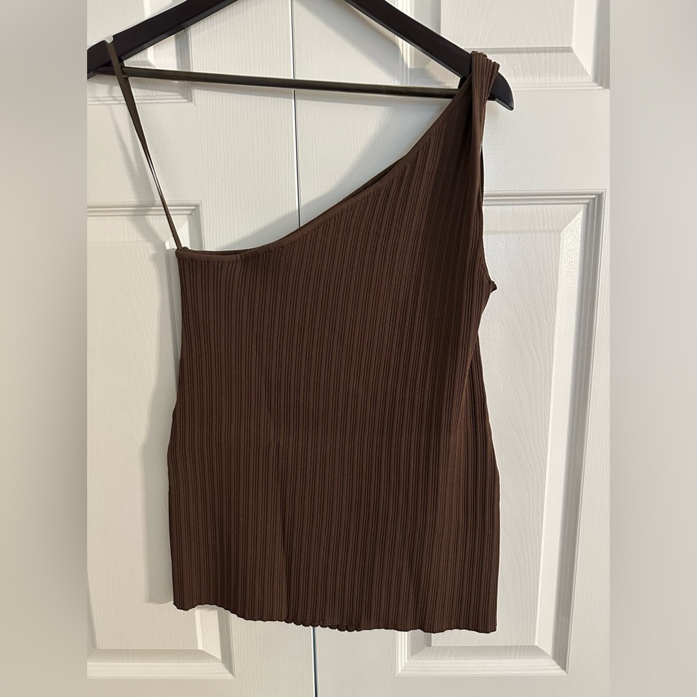 NWOT SIR the label Chocolate One-Shoulder Top